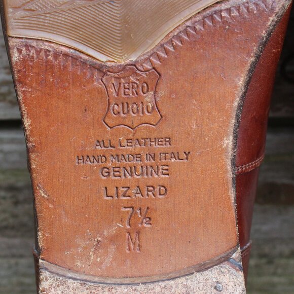 Daniele Ferradini Brown Genuine Lizard Cap Toe, Men's 7.5 M, Made in Italy, EUC - Picture 13 of 15